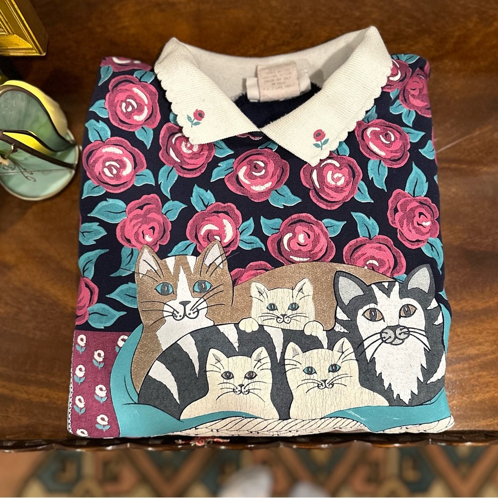 Vintage spumoni by franko crazy cat lady sweatshirt made in USA size small